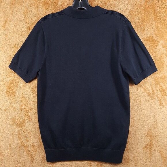 FRED PERRY Polo Shirt Mens Small Black Textured Knit Front Logo Preppy Golf $160 - Picture 6 of 10